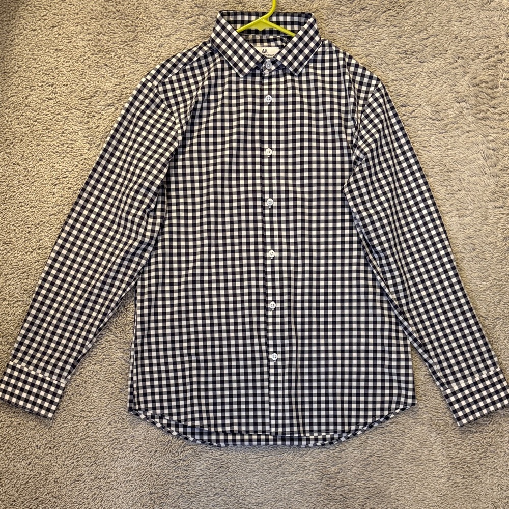Men's Navy and White Checkered Shirt